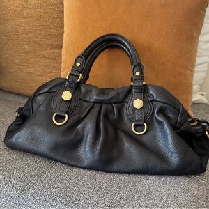 Marc By Marc Jacobs Black Leather Satchel with Gold Accents